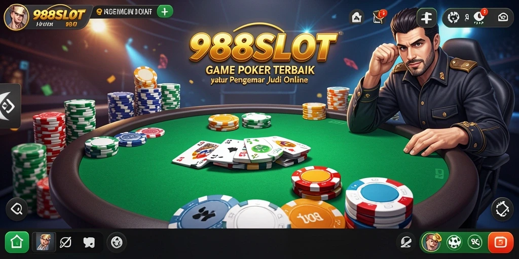Tampilan menarik dari gameplay Poker di 988SLOT.