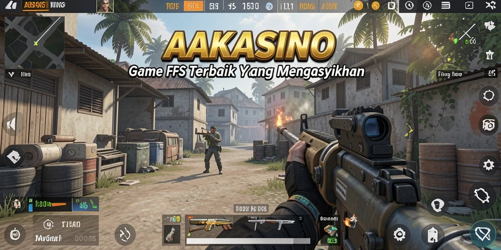 Tangkapan layar AAKASINO menampilkan aksi menembak intens dalam gameplay FPS.