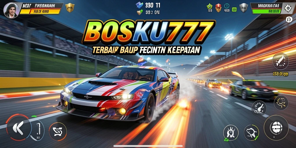 Gameplay seru di BOSKU777 dengan mobil balap berkualitas tinggi.