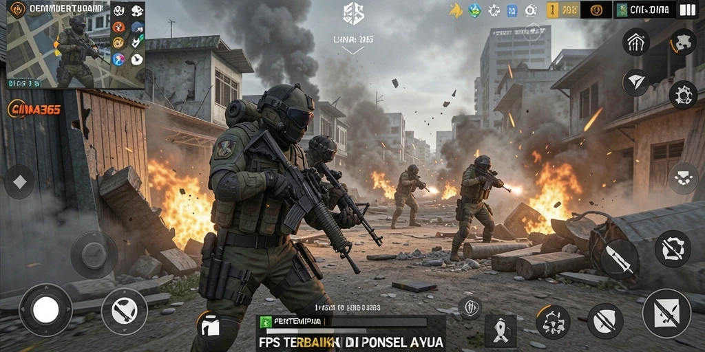 Tangkapan layar gameplay CINA365 dengan aksi tembak-menembak seru.