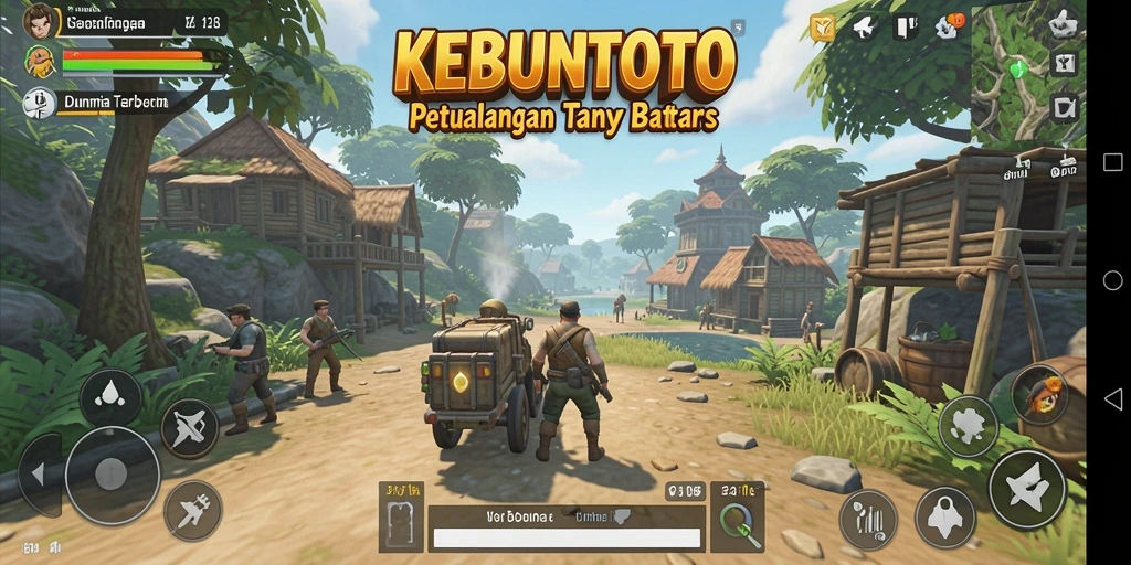 Screenshot gameplay KEBUNTOTO menampilkan petualangan seru di dunia terbuka.