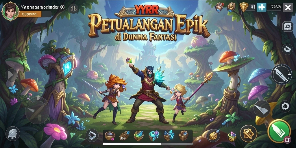 Tampilan gameplay <strong>YYRR</strong> yang menakjubkan dalam suasana petualangan.